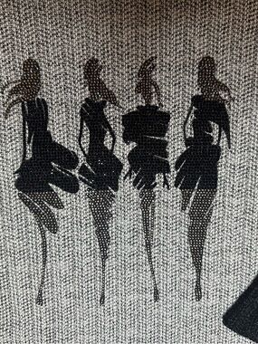 Grey Long Sleeve Top with Black Rhinestone Dancer Silhouettes
